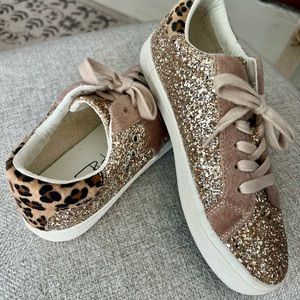 Gold glitter sneakers